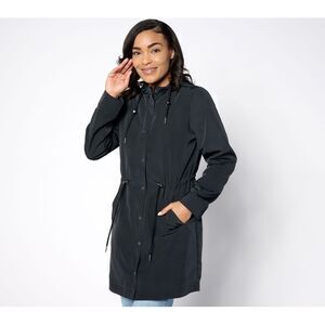 Susan Graver Women's Jacket Sz 2XS (XXS) Regular Water Resistant Black A631556